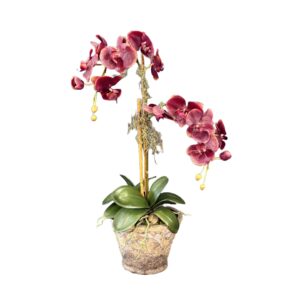 Faux Red Orchid in Textured Pot
