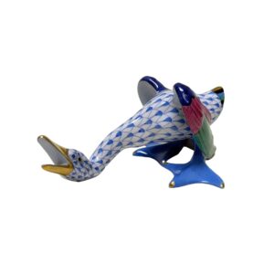 Herend Hand-Painted Honking Goose in Blue