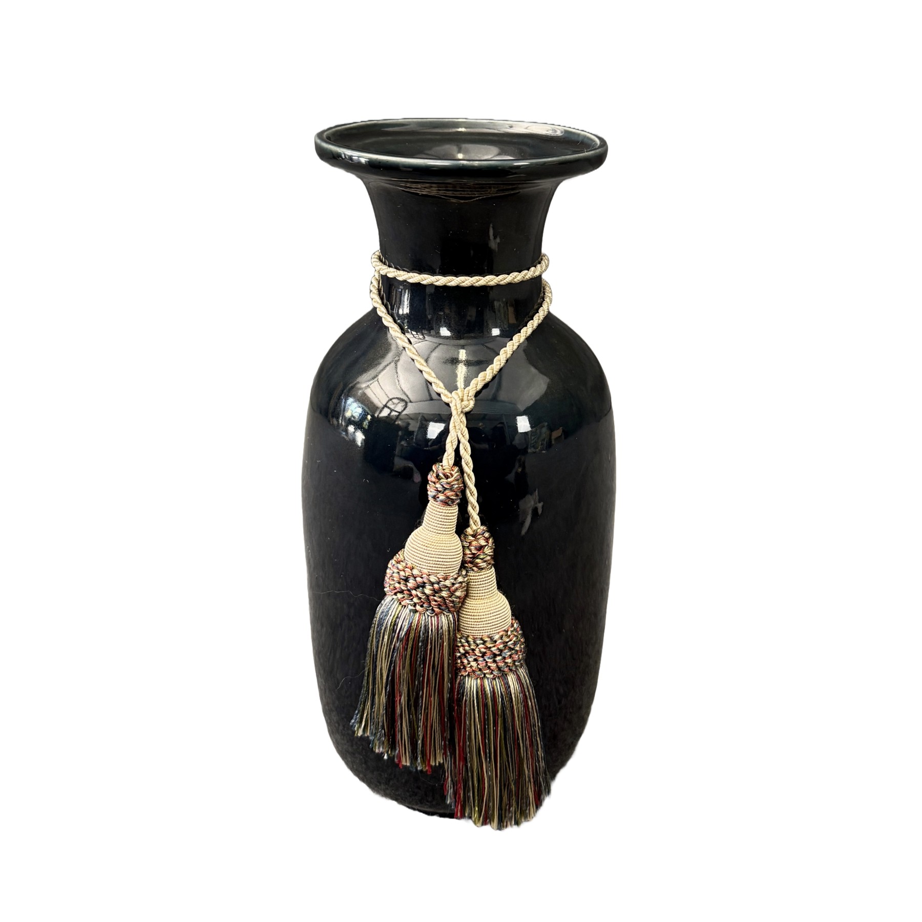Maitland-Smith Porcelain Vase with Tassels Maitland-Smith Porcelain Vase with Tassels