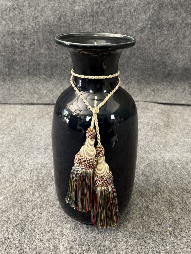 Maitland-Smith Porcelain Vase with Tassels Maitland-Smith Porcelain Vase with Tassels