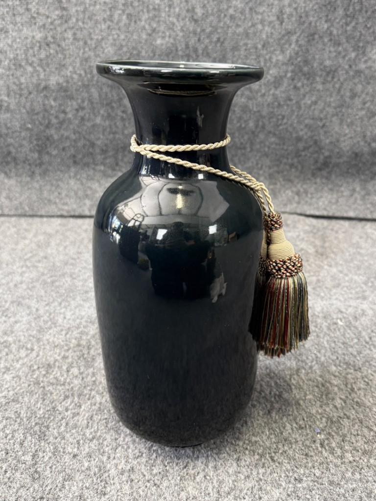 Maitland-Smith Porcelain Vase with Tassels Maitland-Smith Porcelain Vase with Tassels