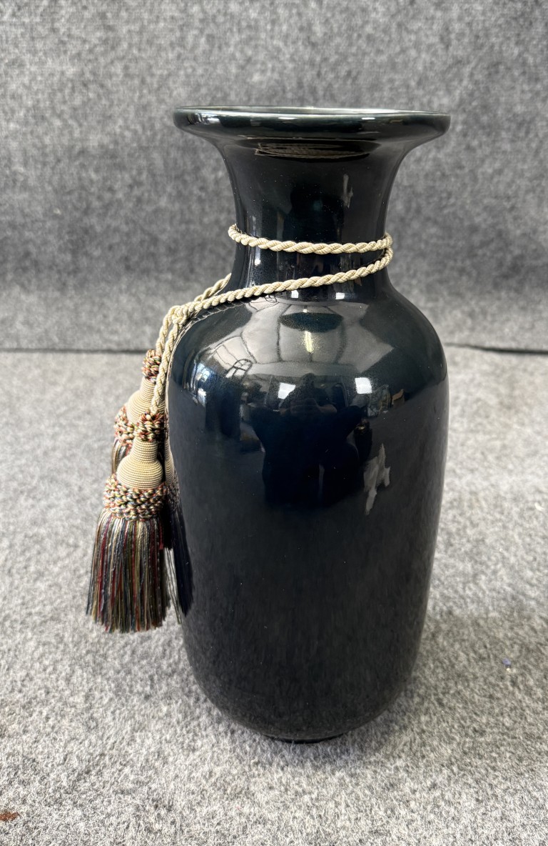 Maitland-Smith Porcelain Vase with Tassels Maitland-Smith Porcelain Vase with Tassels
