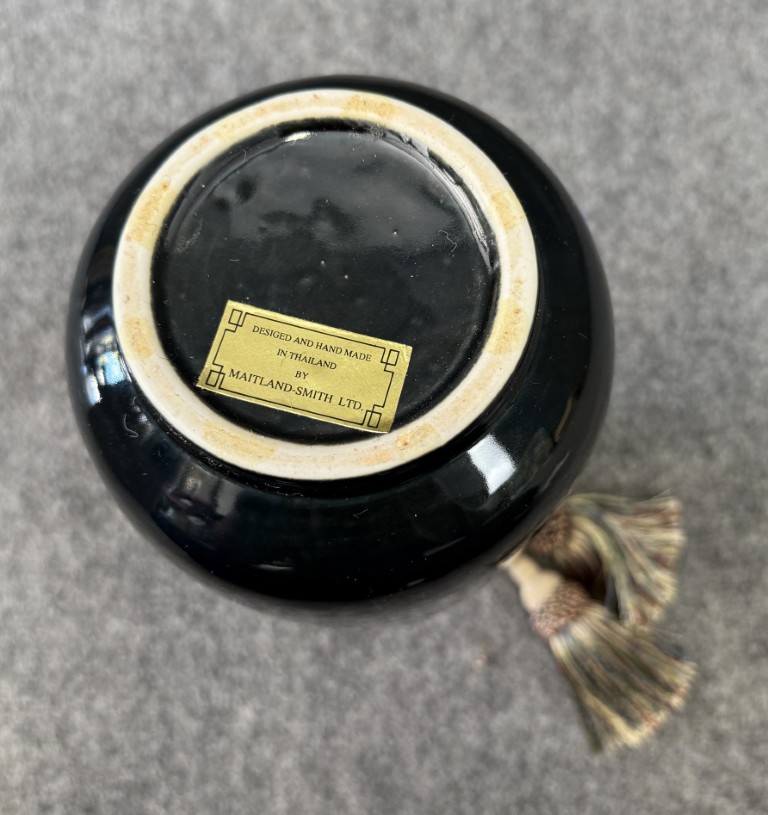 Maitland-Smith Porcelain Vase with Tassels Maitland-Smith Porcelain Vase with Tassels