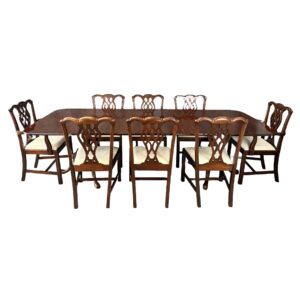 9 Piece Solid Mahogany Dining Set with 3 Leaves