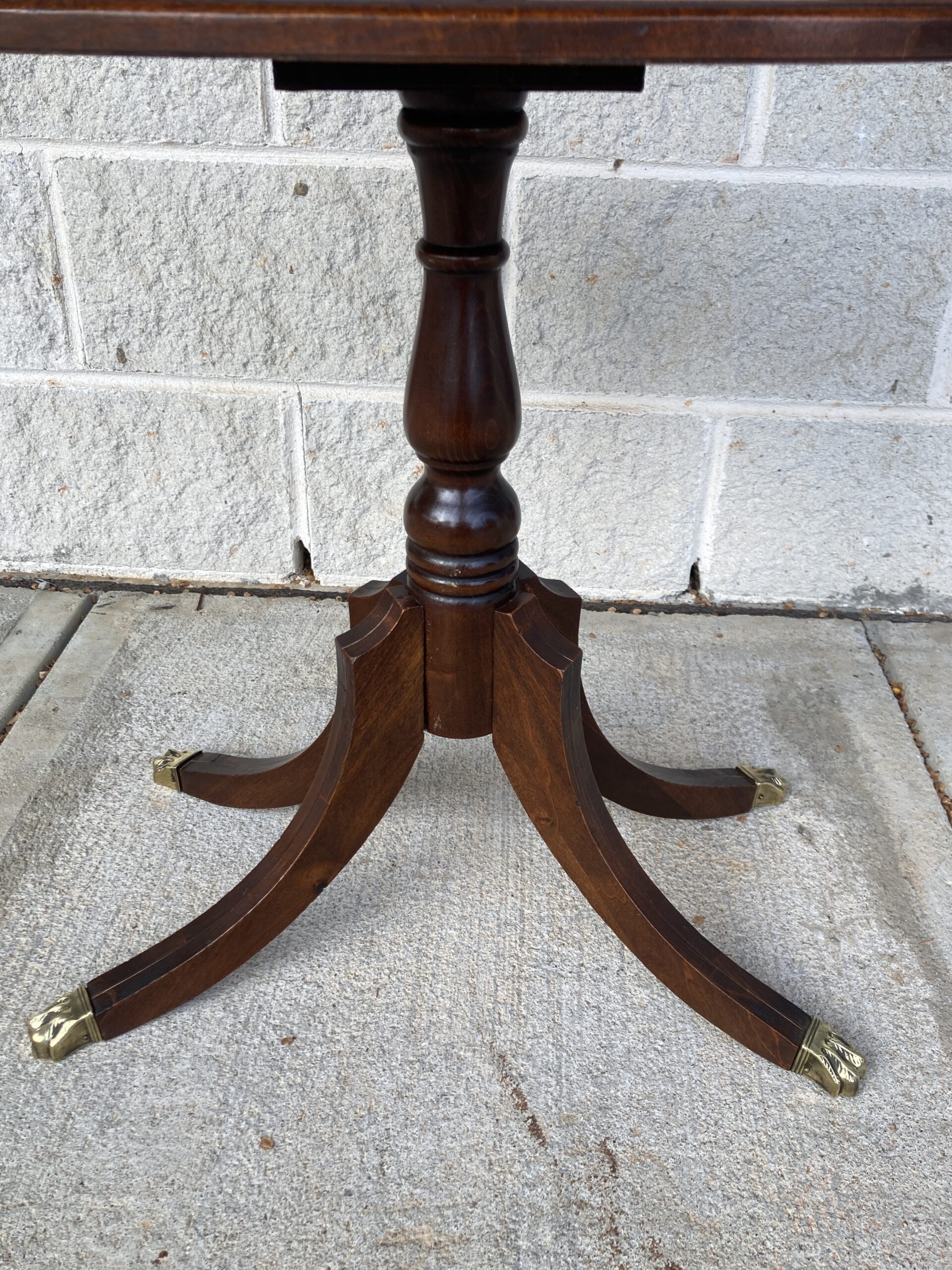 Antique Two-Tier Mahogany Stand with Brass Paw Feet Antique Two-Tier Mahogany Stand with Brass Paw Feet