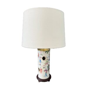 Vintage Asian Figural Ceramic Lamp and Shade