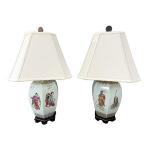 Pair of Vintage Chinese Figural Lamps and Shades
