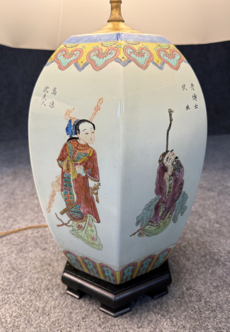 Pair of Vintage Chinese Figural Lamps and Shades Pair of Vintage Chinese Figural Lamps and Shades