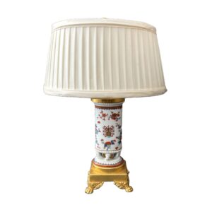 Petite Porcelain and Brass Footed Lamp