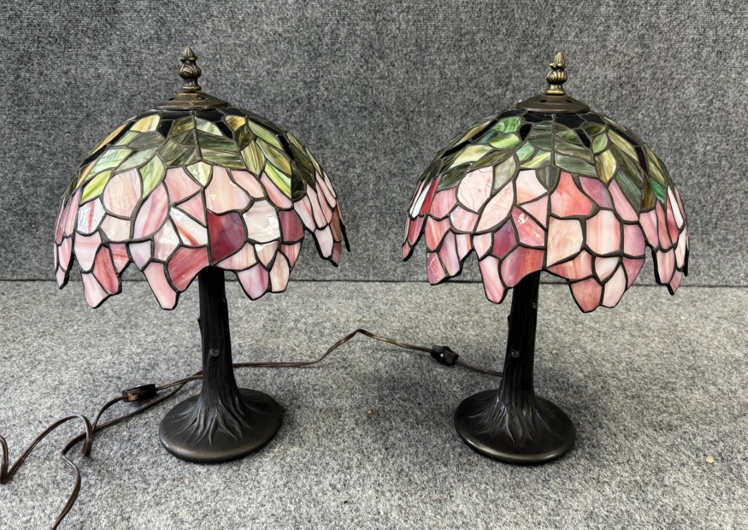 Pink & Green Tiffany Style Table Lamp Pink & Green Tiffany Style Table Lamp