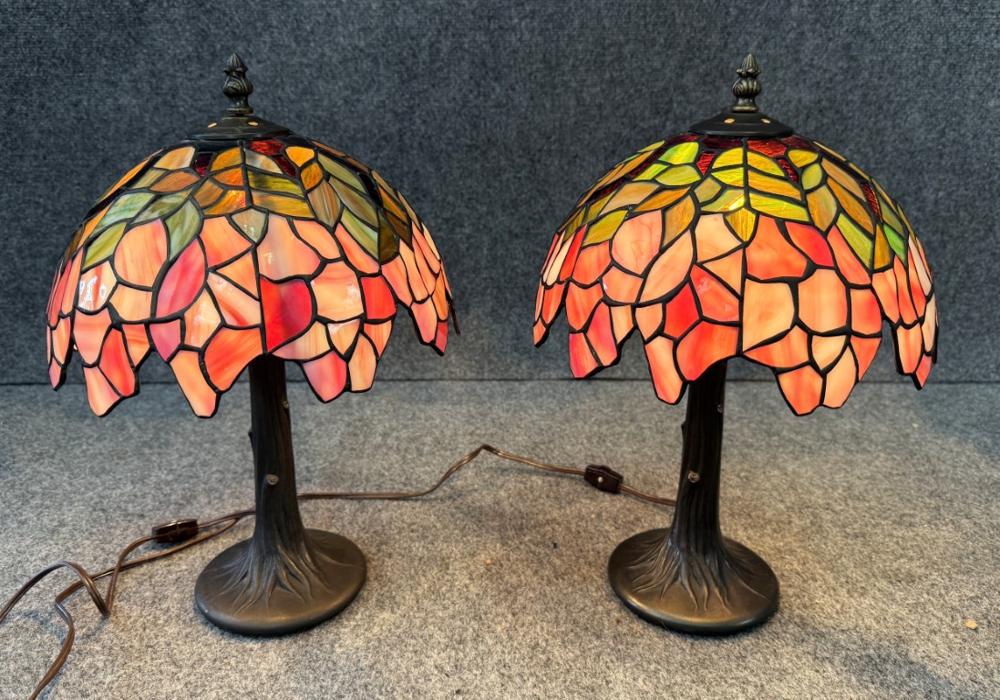 Pink & Green Tiffany Style Table Lamp Pink & Green Tiffany Style Table Lamp