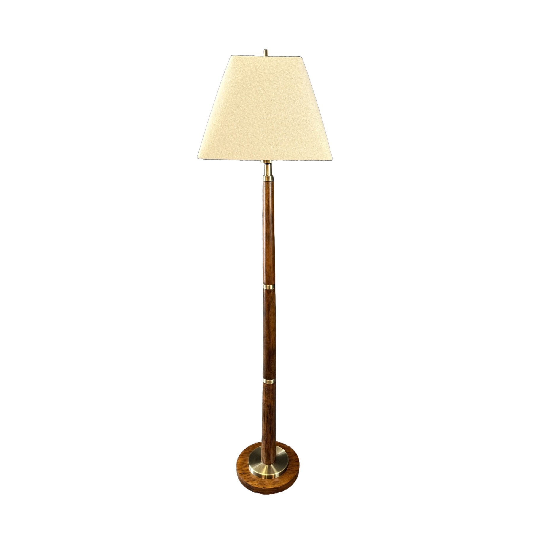 Brass & Solid Wood Floor Lamp with Shade Brass & Solid Wood Floor Lamp with Shade