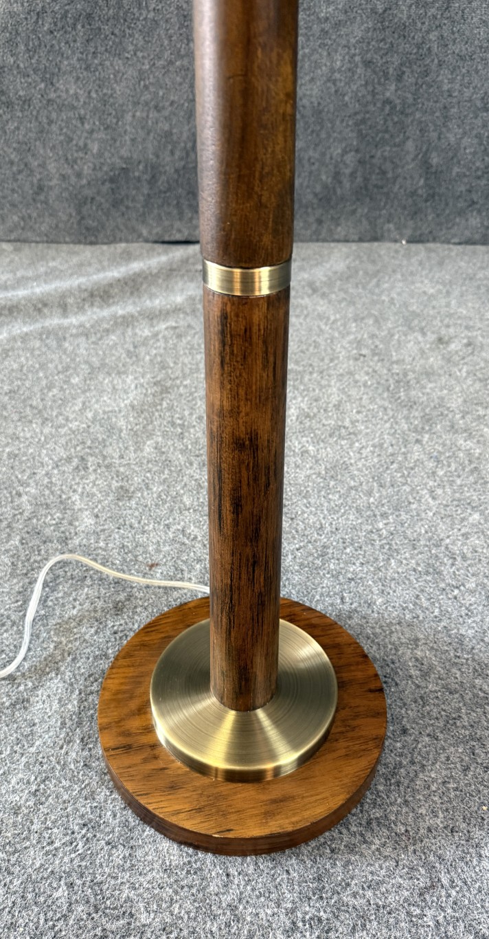 Brass & Solid Wood Floor Lamp with Shade Brass & Solid Wood Floor Lamp with Shade