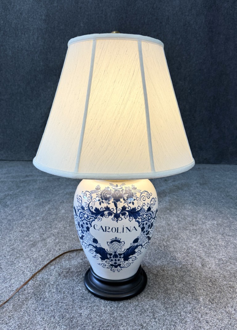 Carolina Blue & White Table Lamp & Shade Carolina Blue & White Table Lamp & Shade