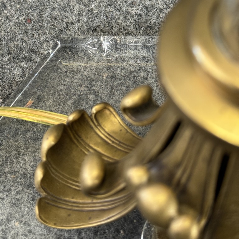 Glass and Brass Stem Candlestick Floor Lamp Glass and Brass Stem Candlestick Floor Lamp