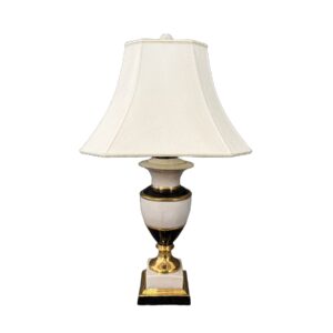 Wong Lee 1895 Black, White, & Gold Porcelain Lamp