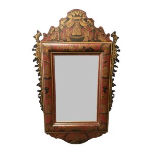 Monumental Theodore Alexander Black & Red Asian Mirror