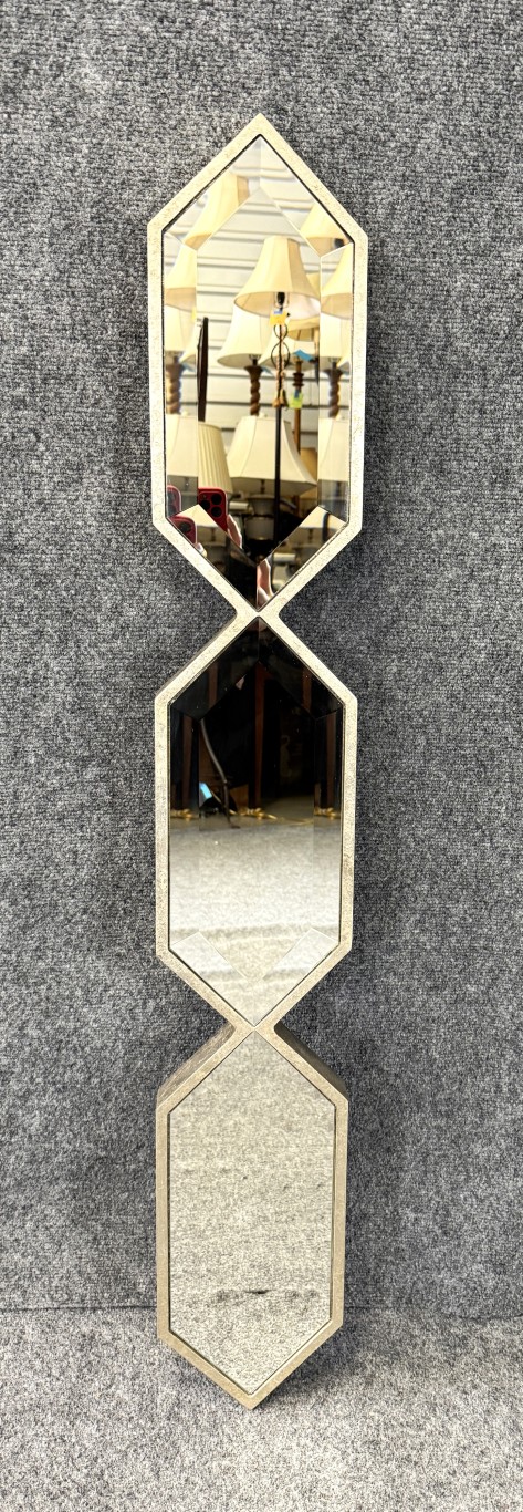 Triple Diamond Beveled Wall Mirror Attributed to Regina Andrews Triple Diamond Beveled Wall Mirror Attributed to Regina Andrews