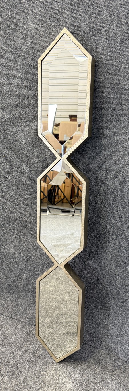 Triple Diamond Beveled Wall Mirror Attributed to Regina Andrews Triple Diamond Beveled Wall Mirror Attributed to Regina Andrews