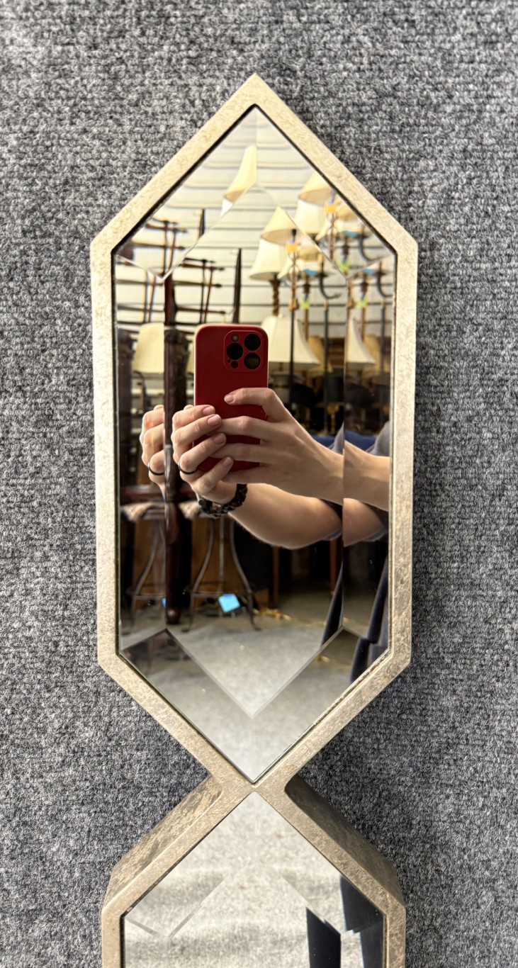 Triple Diamond Beveled Wall Mirror Attributed to Regina Andrews Triple Diamond Beveled Wall Mirror Attributed to Regina Andrews