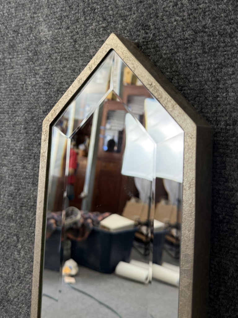 Triple Diamond Beveled Wall Mirror Attributed to Regina Andrews Triple Diamond Beveled Wall Mirror Attributed to Regina Andrews