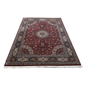 9x12 Hand-Knotted Kashan Style Red & Blue Area Rug