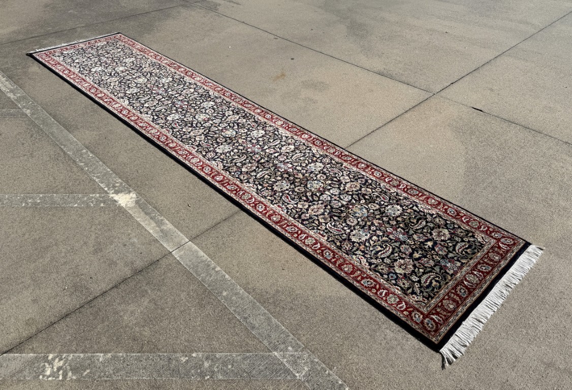 3x13 Hand-Knotted Kashan Style Runner 3x13 Hand-Knotted Kashan Style Runner