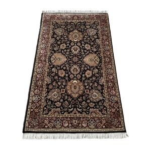 3x5 Black Tabriz Style Hand-Knotted Area Rug