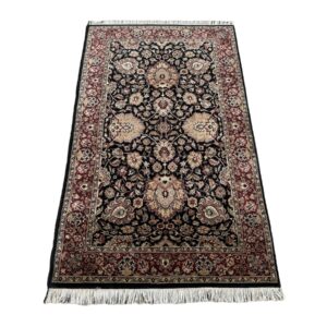 3x5 Black Tabriz Style Hand-Knotted Area Rug