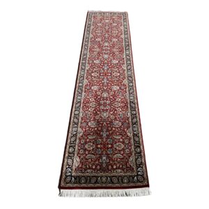 3x11 Red Hand-Knotted Kashan Style Runner