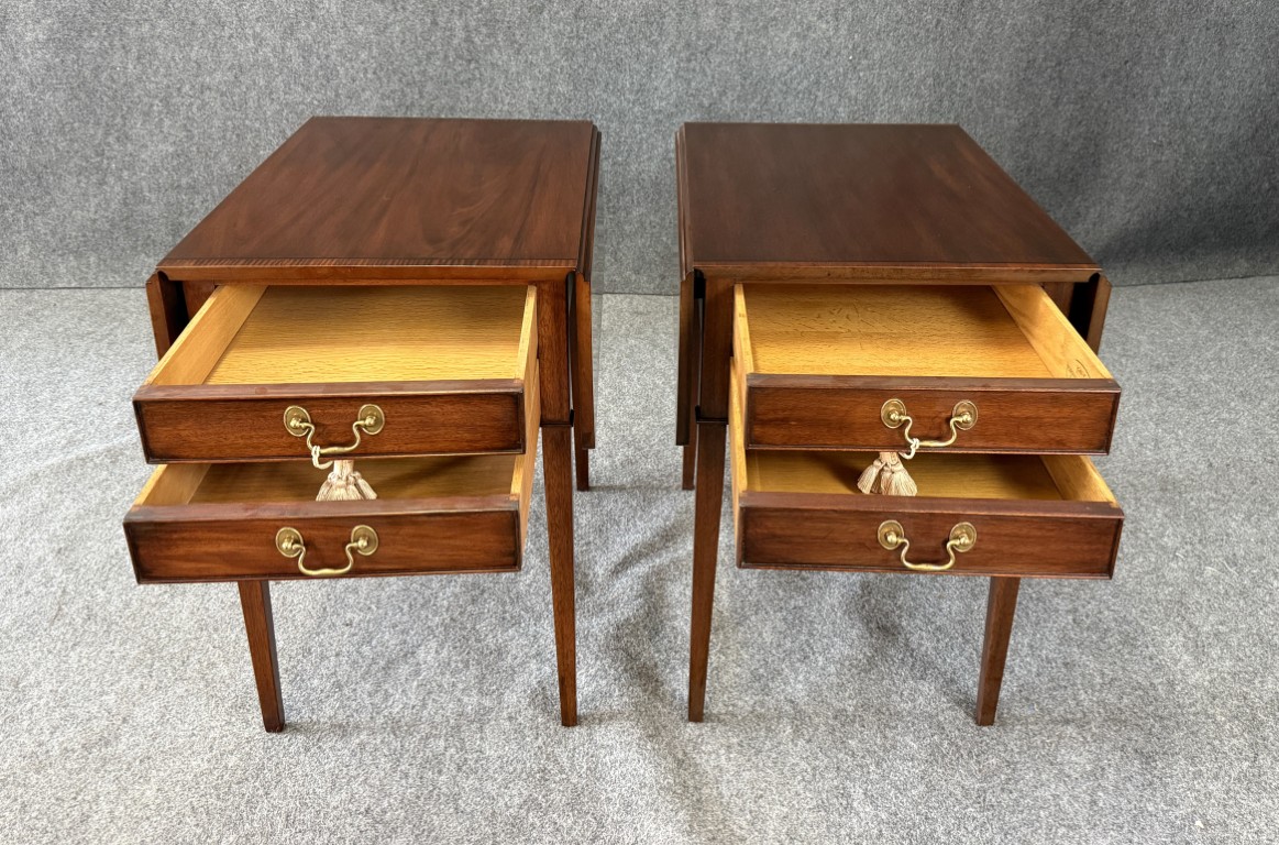 Pair of Henkel Harris Banded Top Solid Mahogany End Tables Model No. 5408 Pair of Henkel Harris Banded Top Solid Mahogany End Tables Model No. 5408