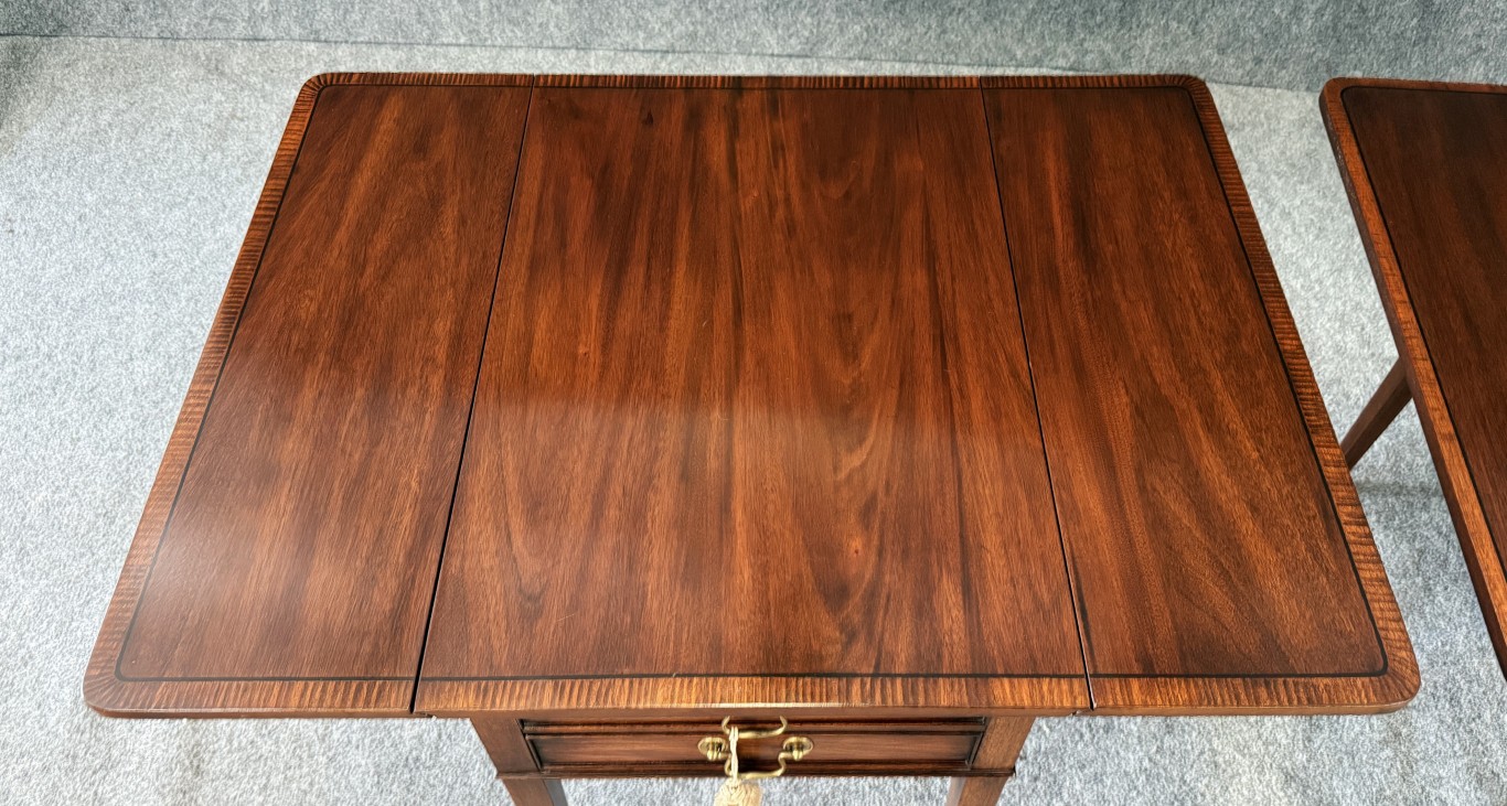 Pair of Henkel Harris Banded Top Solid Mahogany End Tables Model No. 5408 Pair of Henkel Harris Banded Top Solid Mahogany End Tables Model No. 5408