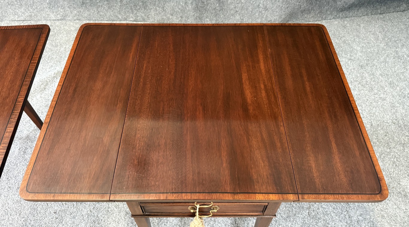 Pair of Henkel Harris Banded Top Solid Mahogany End Tables Model No. 5408 Pair of Henkel Harris Banded Top Solid Mahogany End Tables Model No. 5408