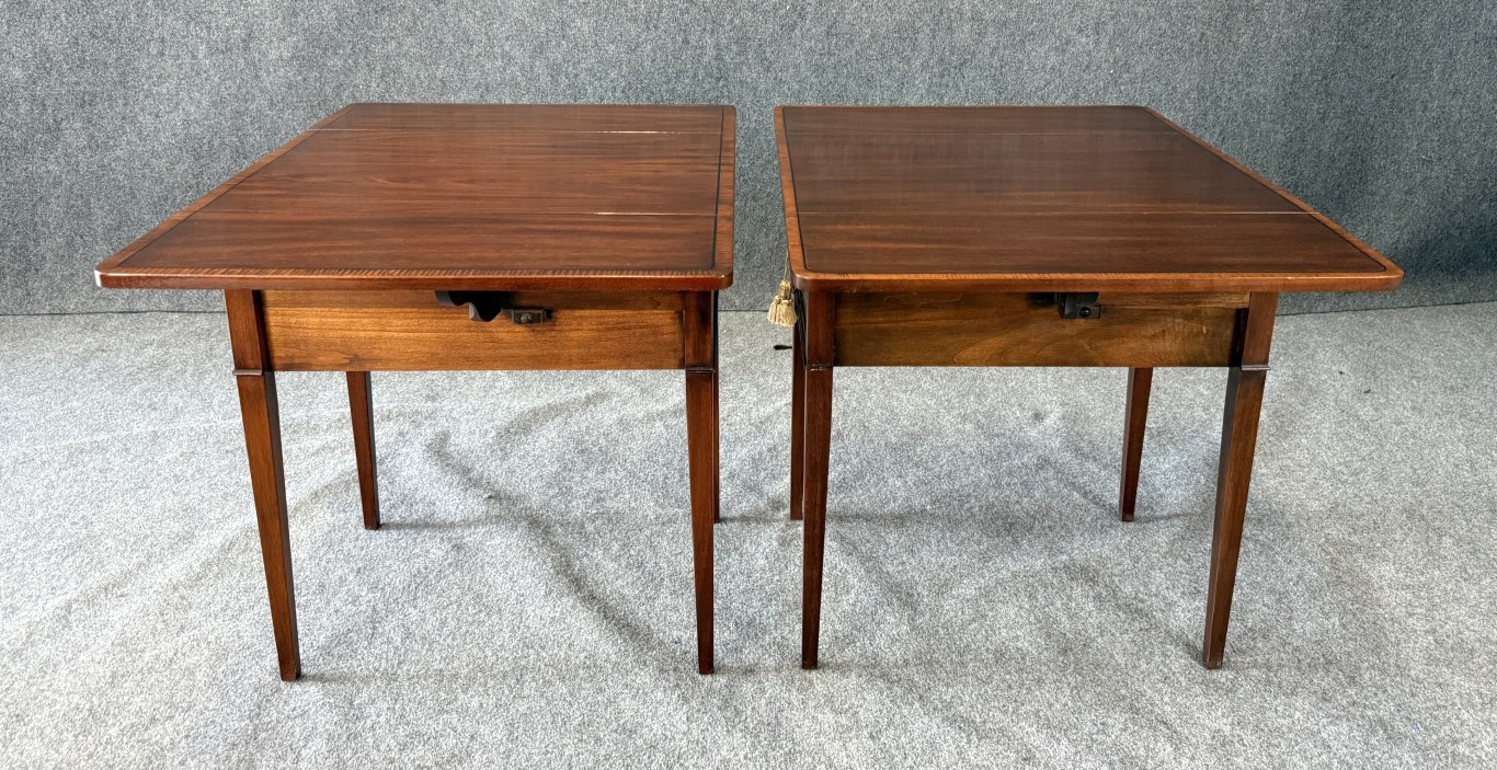 Pair of Henkel Harris Banded Top Solid Mahogany End Tables Model No. 5408 Pair of Henkel Harris Banded Top Solid Mahogany End Tables Model No. 5408