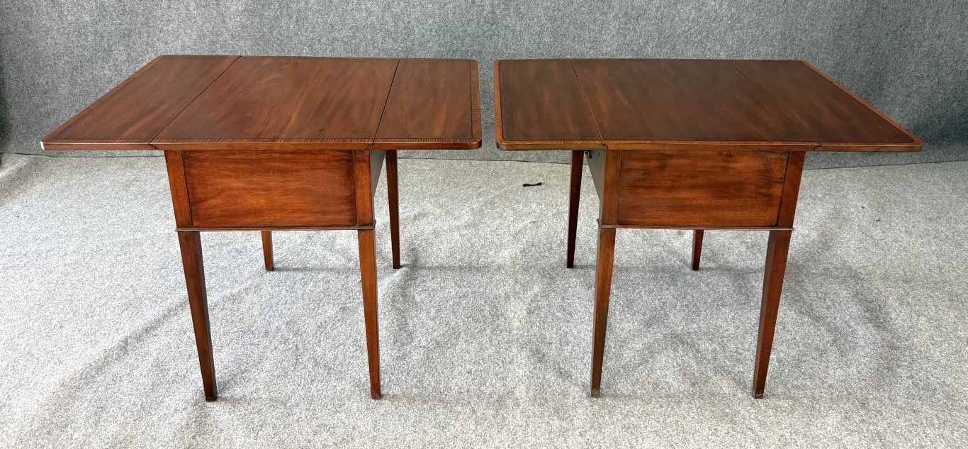 Pair of Henkel Harris Banded Top Solid Mahogany End Tables Model No. 5408 Pair of Henkel Harris Banded Top Solid Mahogany End Tables Model No. 5408