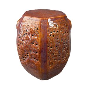 Orange Chinese Garden Stool