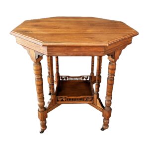 c1880s Eastlake Solid Mahogany Octagonal Center Table