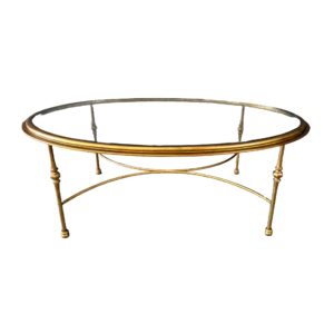 Oval Gold & Glass Top Coffee Table