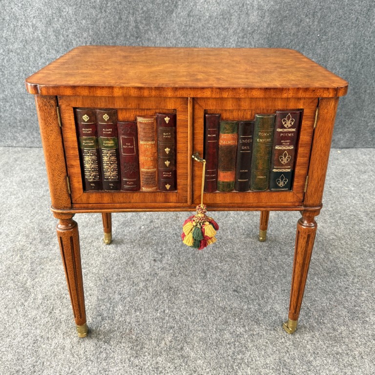 Maitland-Smith Book-Themed Side Table with Cabinet Maitland-Smith Book-Themed Side Table with Cabinet