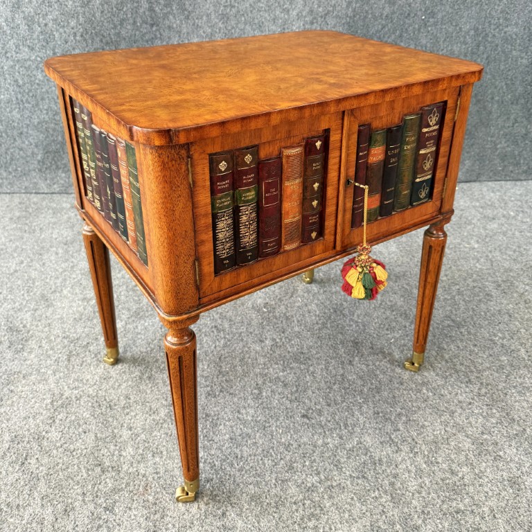 Maitland-Smith Book-Themed Side Table with Cabinet Maitland-Smith Book-Themed Side Table with Cabinet
