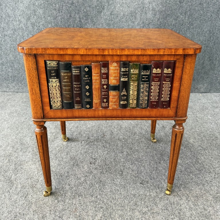 Maitland-Smith Book-Themed Side Table with Cabinet Maitland-Smith Book-Themed Side Table with Cabinet