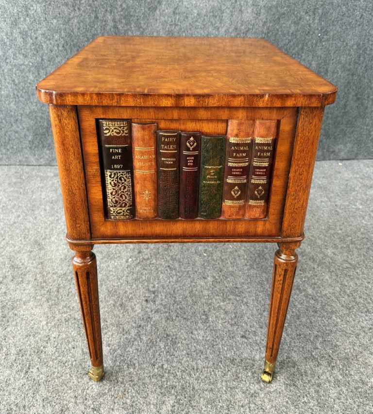 Maitland-Smith Book-Themed Side Table with Cabinet Maitland-Smith Book-Themed Side Table with Cabinet