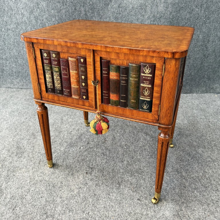 Maitland-Smith Book-Themed Side Table with Cabinet Maitland-Smith Book-Themed Side Table with Cabinet