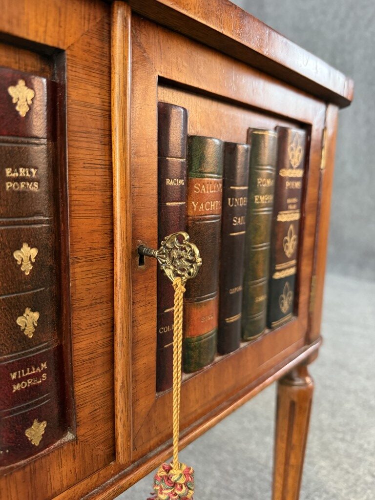 Maitland-Smith Book-Themed Side Table with Cabinet Maitland-Smith Book-Themed Side Table with Cabinet