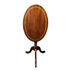 Vintage Mahogany Whiskey Table with Banded Oval Flip-Top