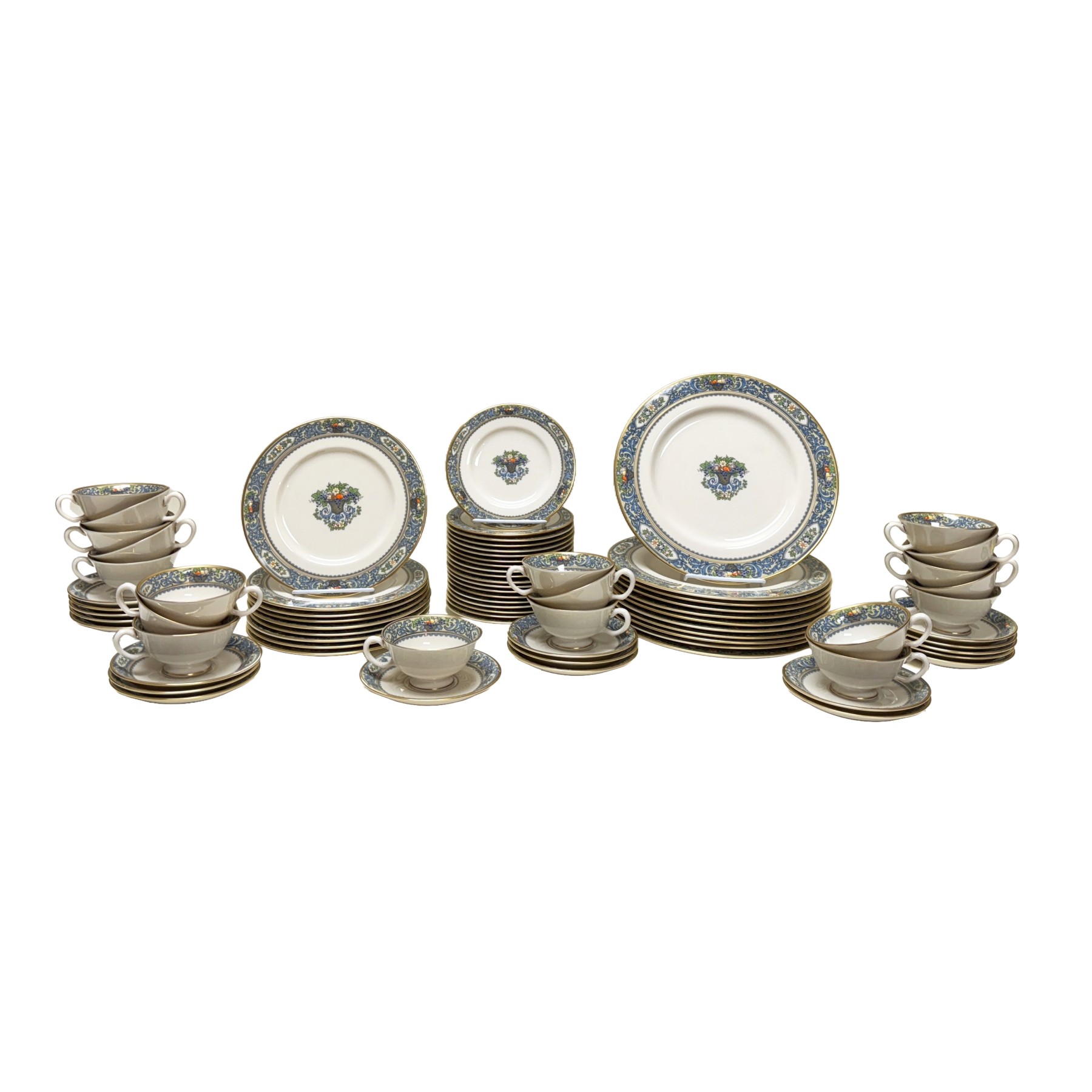 Lenox "Autumn" Blue Rimmed China Set for 9 Lenox "Autumn" Blue Rimmed China Set for 9