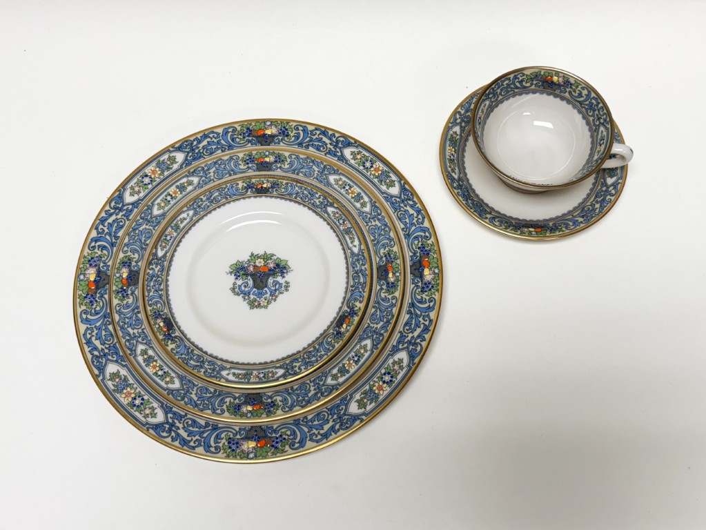 Lenox "Autumn" Blue Rimmed China Set for 9 Lenox "Autumn" Blue Rimmed China Set for 9