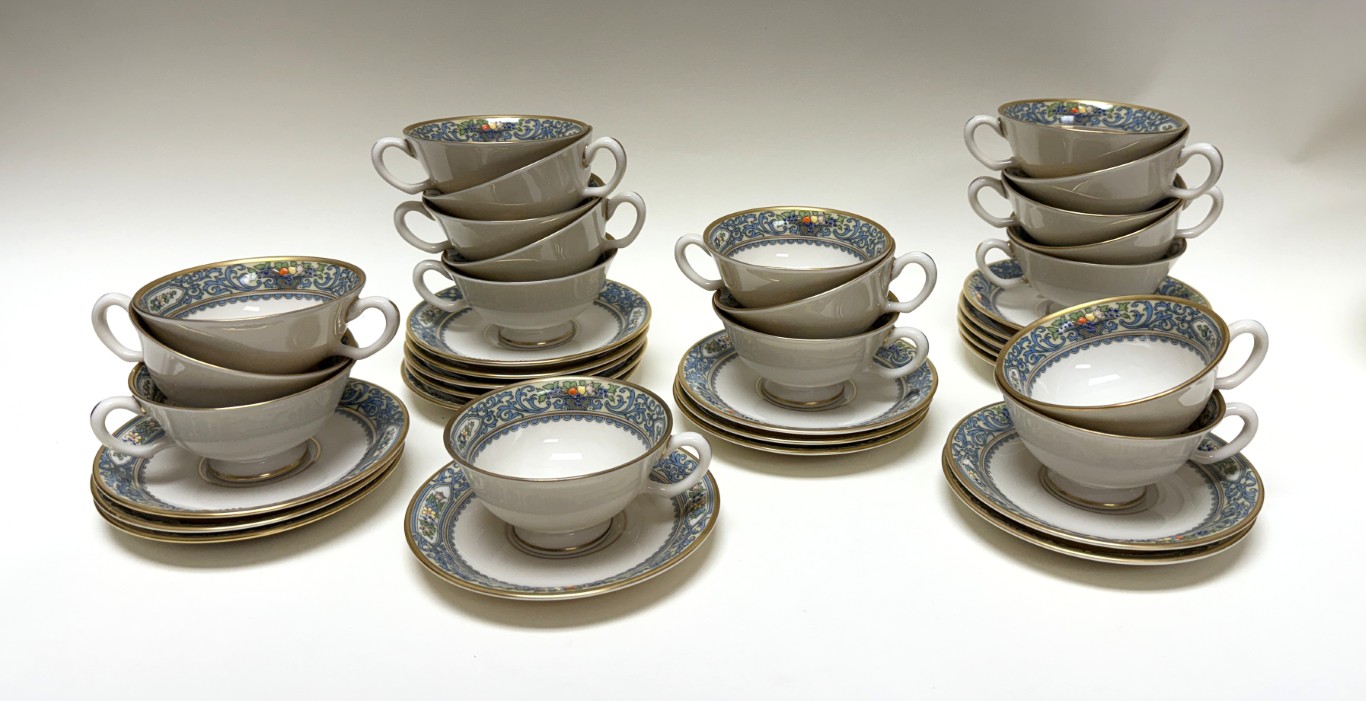 Lenox "Autumn" Blue Rimmed China Set for 9 Lenox "Autumn" Blue Rimmed China Set for 9