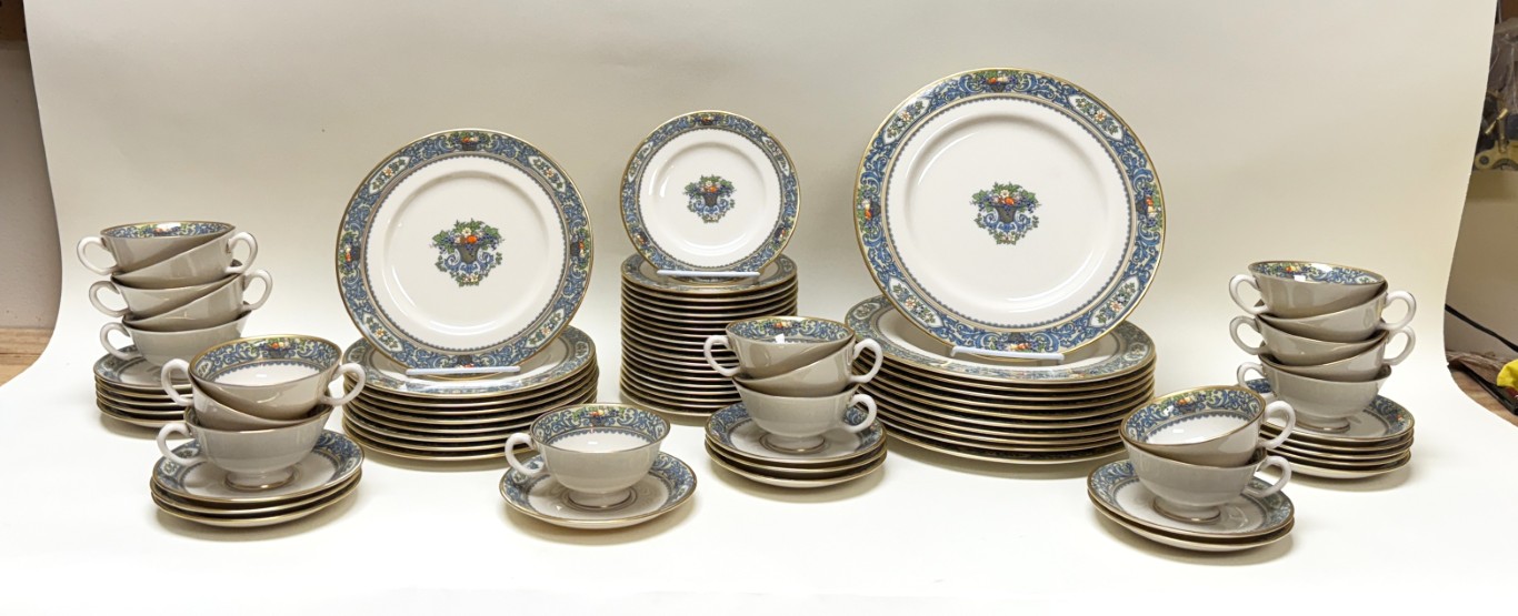 Lenox "Autumn" Blue Rimmed China Set for 9 Lenox "Autumn" Blue Rimmed China Set for 9