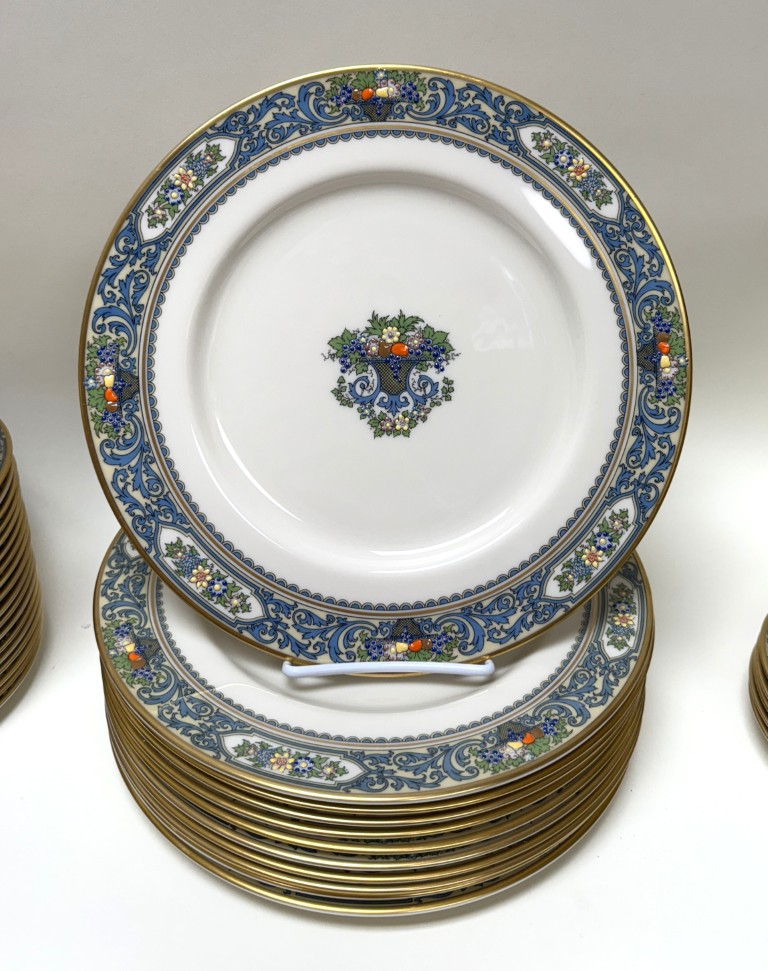 Lenox "Autumn" Blue Rimmed China Set for 9 Lenox "Autumn" Blue Rimmed China Set for 9